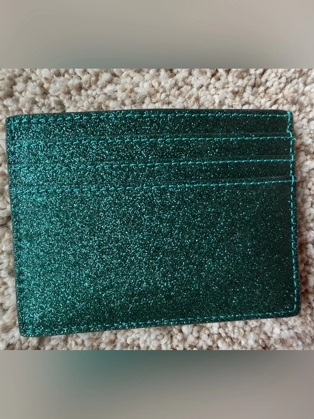 Kate Spade New York green glitter crossbody bag and card holder set